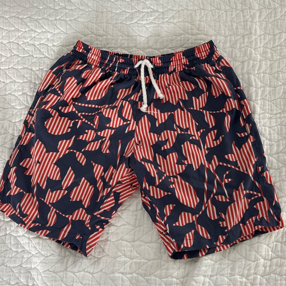 Oscar de la Renta Boys Striped Swim Trunks